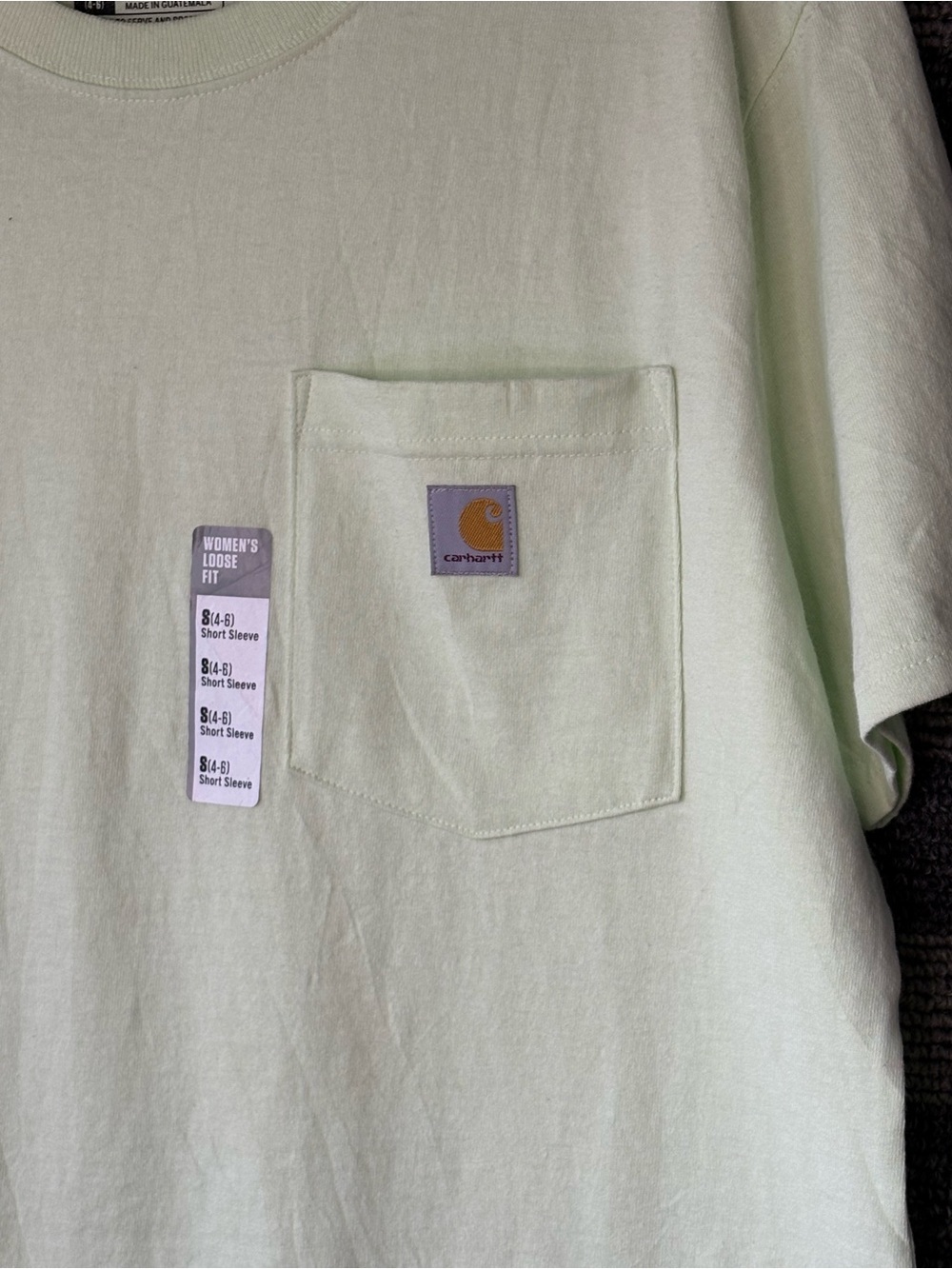 NWT Carhartt Women’s Key Lime Green Loose Fit Pocket T-Shirt Small - Picture 3 of 7